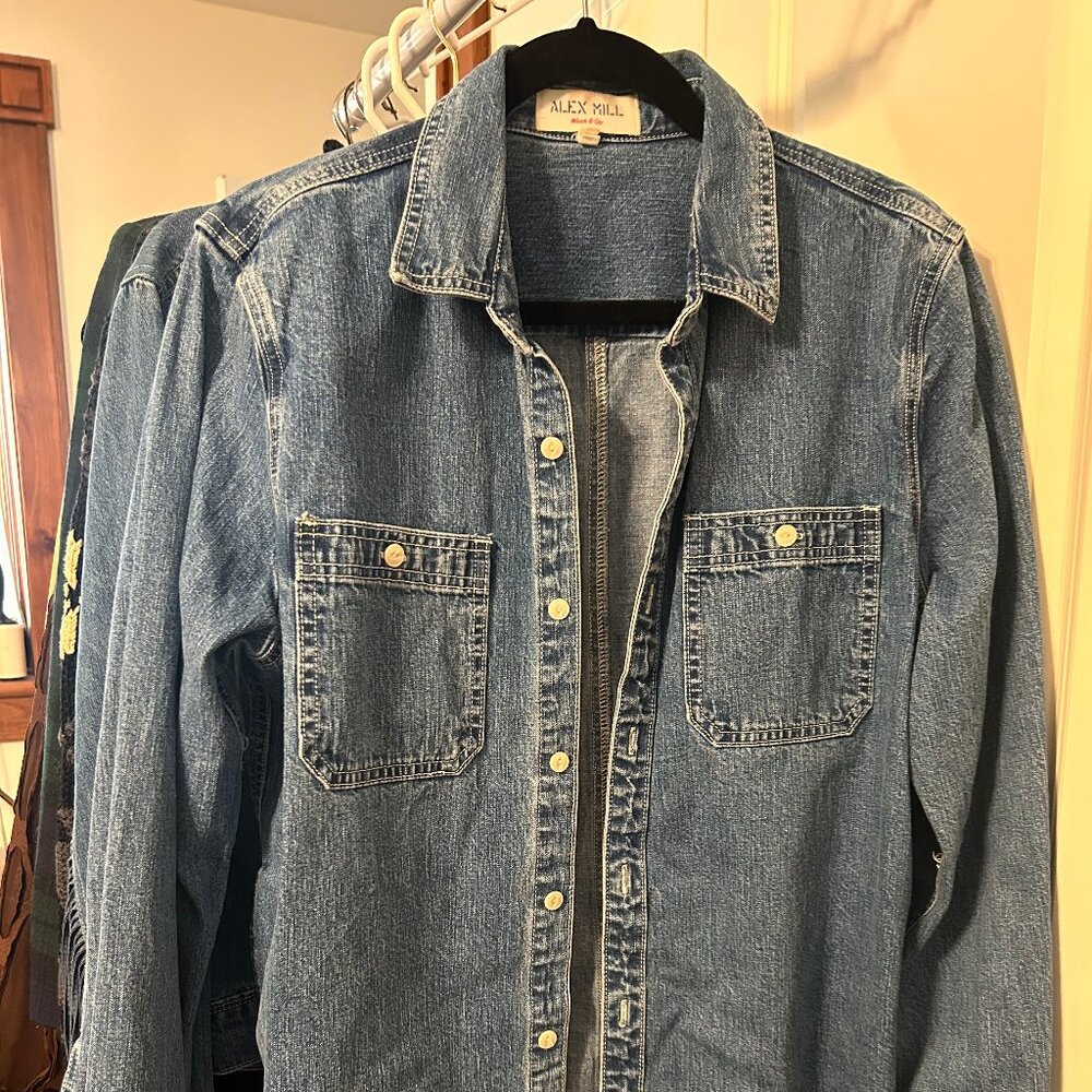 Denim Shirt Shacket with Pockets